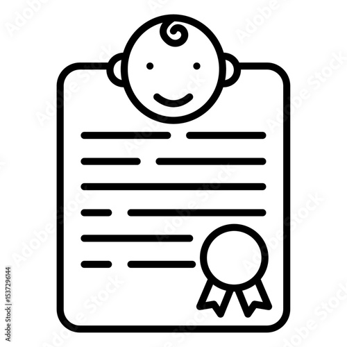 Birth certification icon Thin line vector design