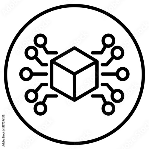 Blockchain technology icon Thin line vector design