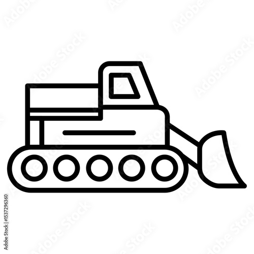 Bulldozer icon Thin line vector design