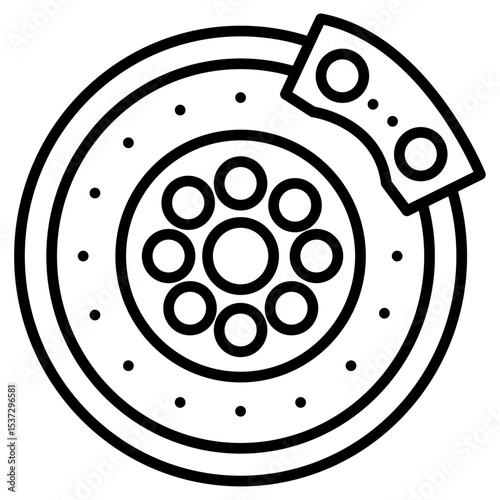 Car break disk with caliper icon Thin line vector design