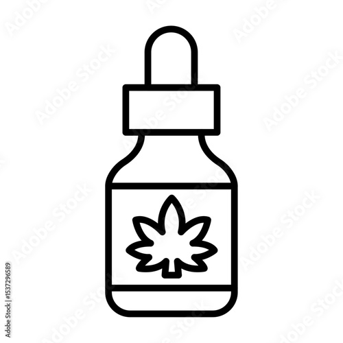 CBD oil drop icon Thin line vector design