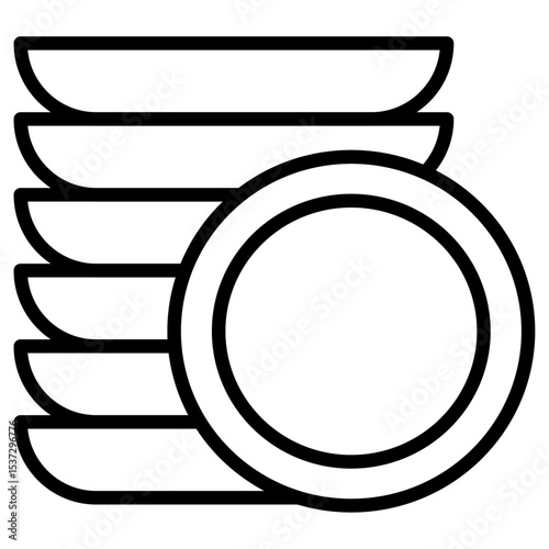 Clean stack plates icon Thin line vector design