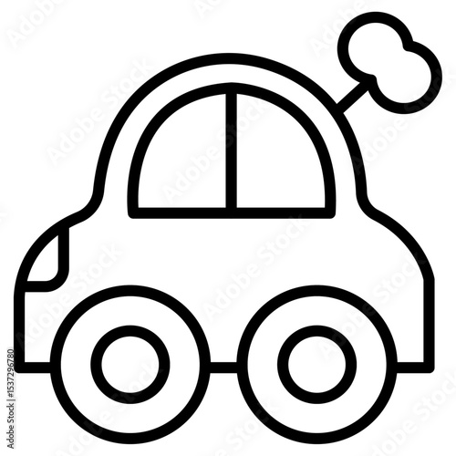 Clockwork car toy icon Thin line vector design