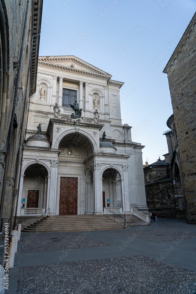 Fototapeta premium Bergamo Cathedral facade in evening light.