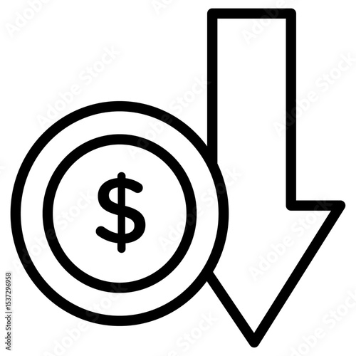 Cost reduction icon Thin line vector design