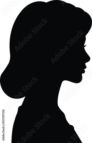 Girl face silhouette in side profile clean vector illustration on white background perfect for beauty fashion or branding design