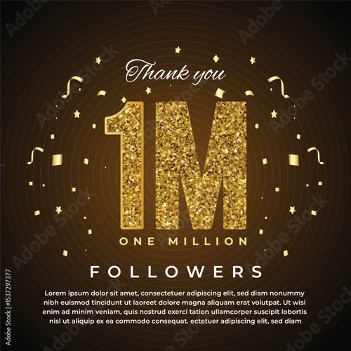1M Followers Celebration Banner with Glittering Text