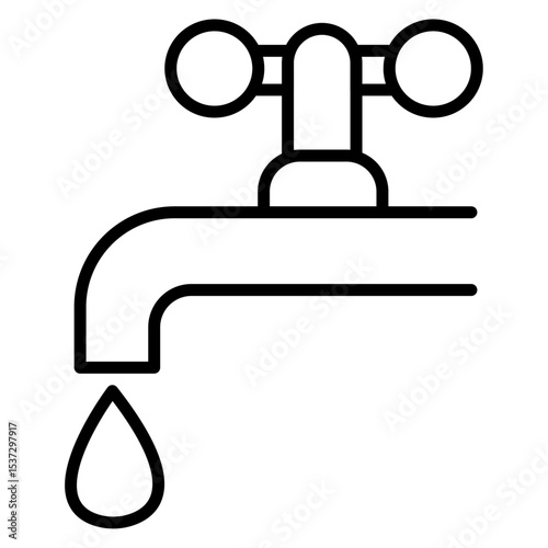 Faucet tap water icon Thin line vector design