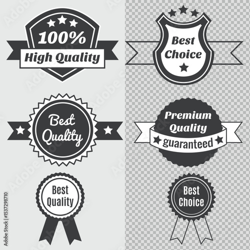 Quality Assurance & Approval Badges Set  Guarantee, Satisfaction, and Verified Stamps Collection