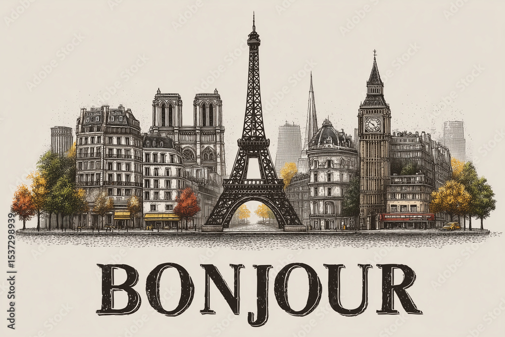 Fototapeta premium Bonjour de France