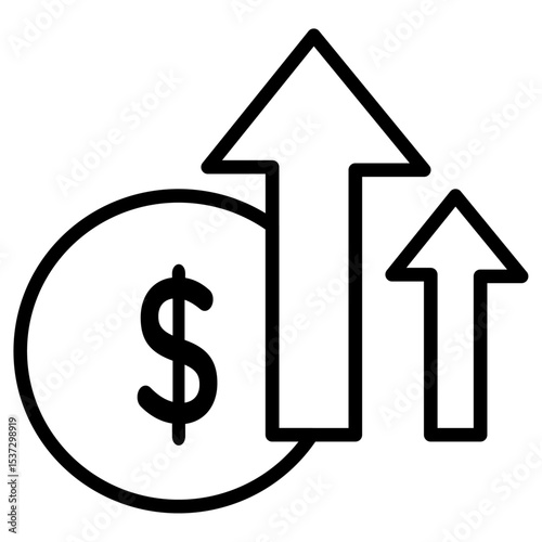 Increase money icon Thin line vector design