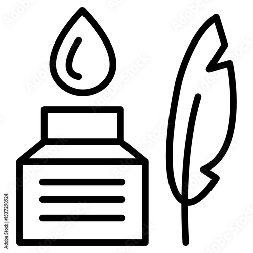 Ink and quill icon Thin line vector design