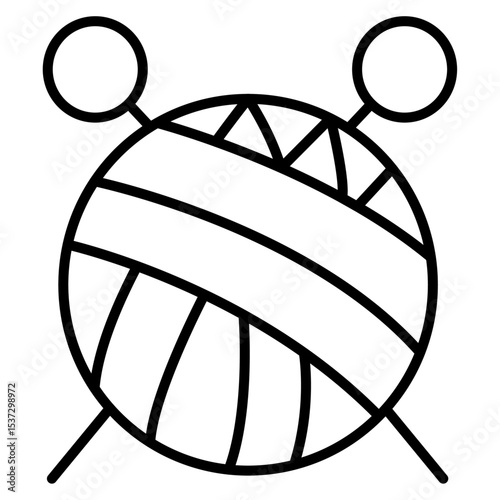 Knit yarn with needle icon Thin line vector design