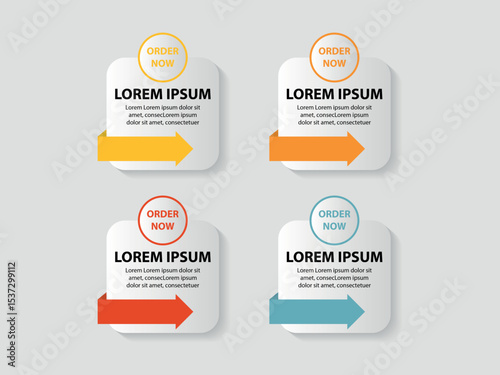 4 Steps business data visualization timeline process infographic template design with icons