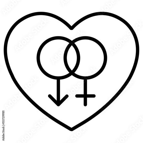lesbian relationship icon Thin line vector design