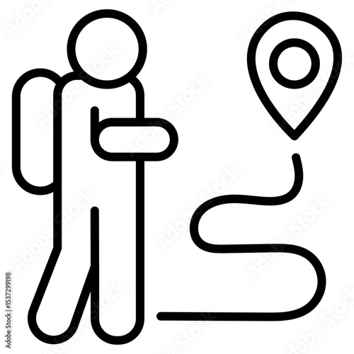 man going to destination icon Thin line vector design