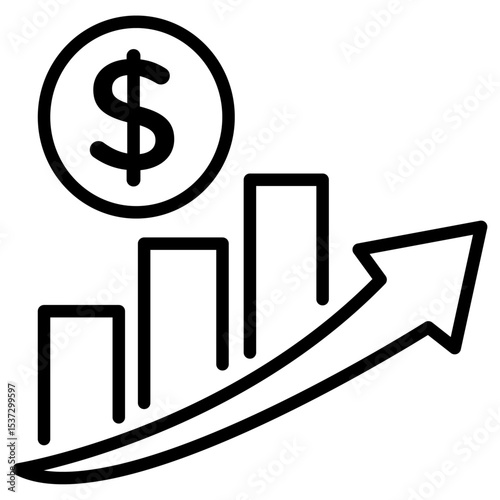 Money growing icon Thin line vector design