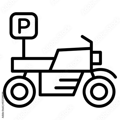 motorbike parking icon Thin line vector design