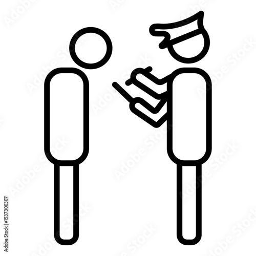 Police officer giving fine icon Thin line vector design