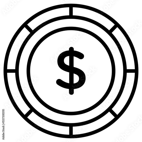 Poker chip icon Thin line vector design