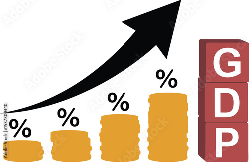 GDP Growth Illustrated: Rising Stacks of Coins Representing Economic Growth