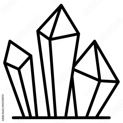Rock stone crystal icon Thin line vector design