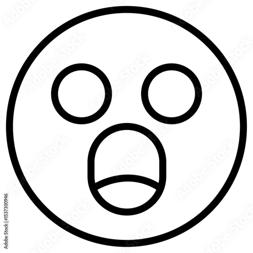 Shocked face icon Thin line vector design