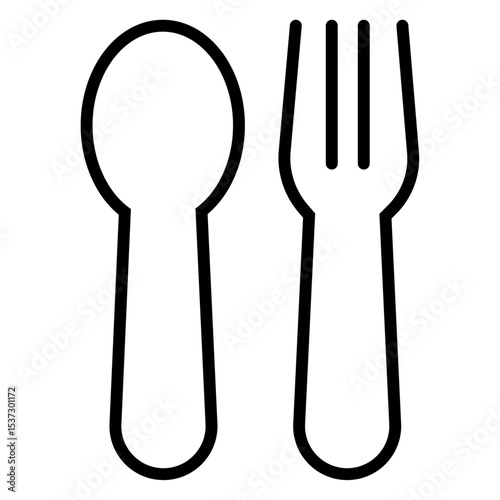 Spoon and fork icon Thin line vector design