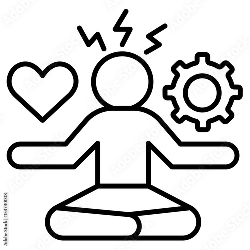 Stress management icon Thin line vector design