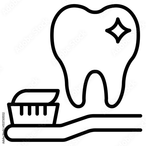 Tooth cleaning icon Thin line vector design