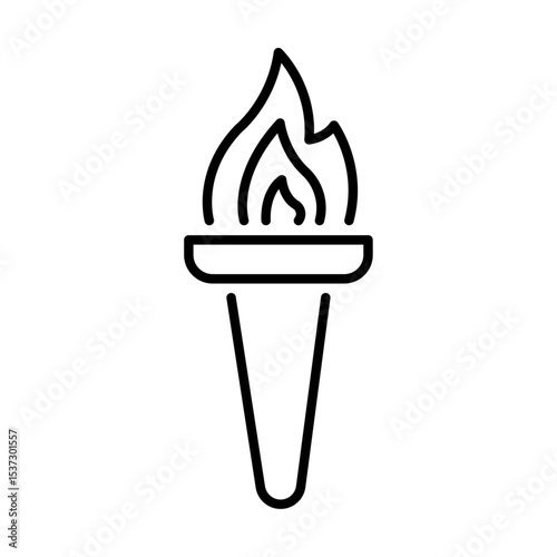 Torch flame icon Thin line vector design