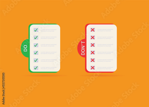 Do and don't icon. Dos and Don't vector illustration Pros and Cons sign business concept.
