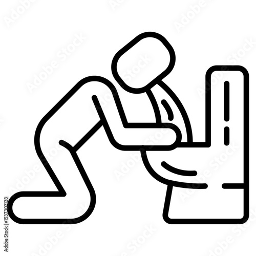Vomiting in bathroom icon Thin line vector design