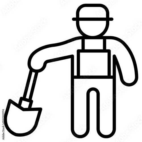 Worker digging icon Thin line vector design