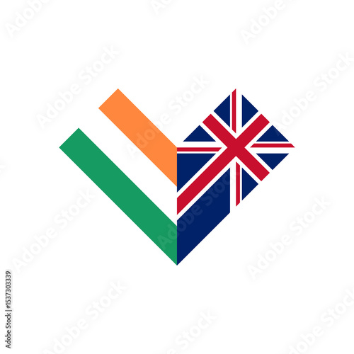 friendship concept. heart shape icon of ireland and british flags. vector illustration isolated on white background