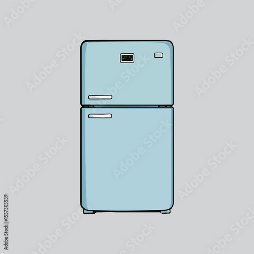 Light blue retro style refrigerator illustration