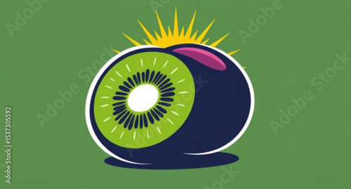 Kiwi fruit icon, Kiwi fruit vector, Kiwi fruit illustration, Whole kiwi, Sliced kiwi, Kiwi with seeds, Green kiwi, Brown kiwi, Kiwi cross-section, Fresh kiwi, Ripe kiwi, Juicy kiwi, Tropical fruit, Ex