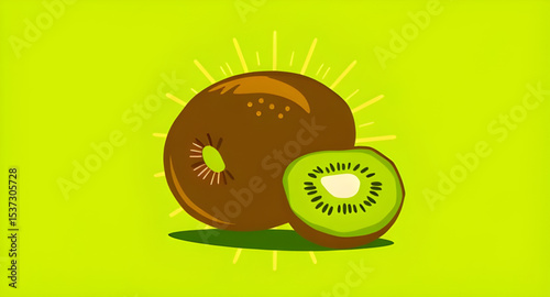 Kiwi fruit icon, Kiwi fruit vector, Kiwi fruit illustration, Whole kiwi, Sliced kiwi, Kiwi with seeds, Green kiwi, Brown kiwi, Kiwi cross-section, Fresh kiwi, Ripe kiwi, Juicy kiwi, Tropical fruit, Ex