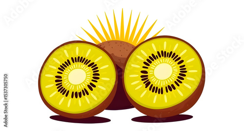 Kiwi fruit icon, Kiwi fruit vector, Kiwi fruit illustration, Whole kiwi, Sliced kiwi, Kiwi with seeds, Green kiwi, Brown kiwi, Kiwi cross-section, Fresh kiwi, Ripe kiwi, Juicy kiwi, Tropical fruit, Ex