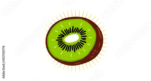 Kiwi fruit icon, Kiwi fruit vector, Kiwi fruit illustration, Whole kiwi, Sliced kiwi, Kiwi with seeds, Green kiwi, Brown kiwi, Kiwi cross-section, Fresh kiwi, Ripe kiwi, Juicy kiwi, Tropical fruit, Ex