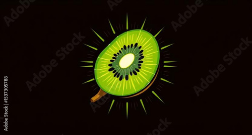Kiwi fruit icon, Kiwi fruit vector, Kiwi fruit illustration, Whole kiwi, Sliced kiwi, Kiwi with seeds, Green kiwi, Brown kiwi, Kiwi cross-section, Fresh kiwi, Ripe kiwi, Juicy kiwi, Tropical fruit, Ex