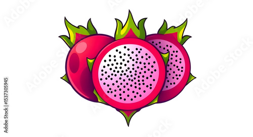 Dragon fruit icon, Dragon fruit vector, Dragon fruit illustration, Whole dragon fruit, Sliced dragon fruit, Pink dragon fruit, White flesh dragon fruit, Red dragon fruit, Yellow dragon fruit, Pitaya f