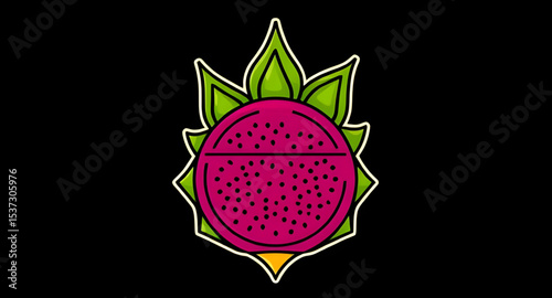 Dragon fruit icon, Dragon fruit vector, Dragon fruit illustration, Whole dragon fruit, Sliced dragon fruit, Pink dragon fruit, White flesh dragon fruit, Red dragon fruit, Yellow dragon fruit, Pitaya f