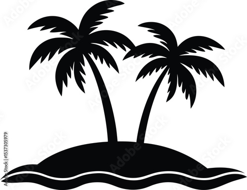 tropical island with palm trees