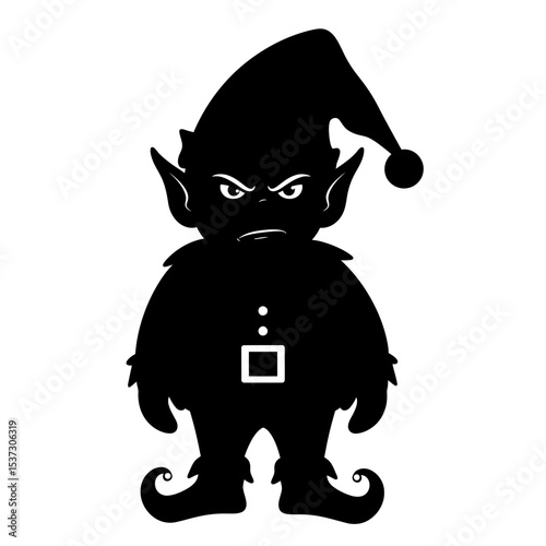 Silhouette of an angry christmas elf with a hat