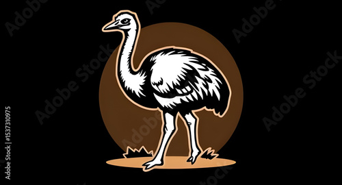 Ostrich icon, Ostrich vector, Big bird, Flightless bird, Ostrich silhouette, Ostrich outline, Running ostrich, Fast bird, Ostrich illustration, Cartoon ostrich, Cute ostrich, Ostrich with long neck, O