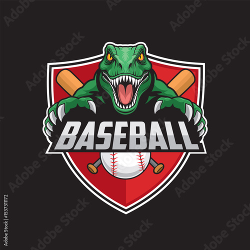baseball club logo dinosaur vector illustration design