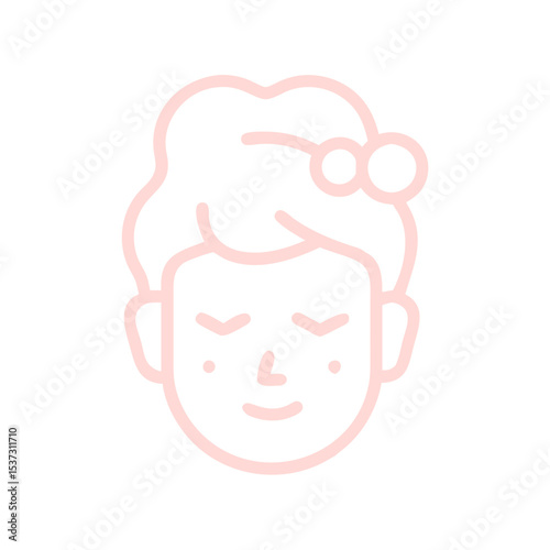 Gentle elderly woman face wash routine outline icon for clear skin – facial hygiene and skincare for healthy complexion