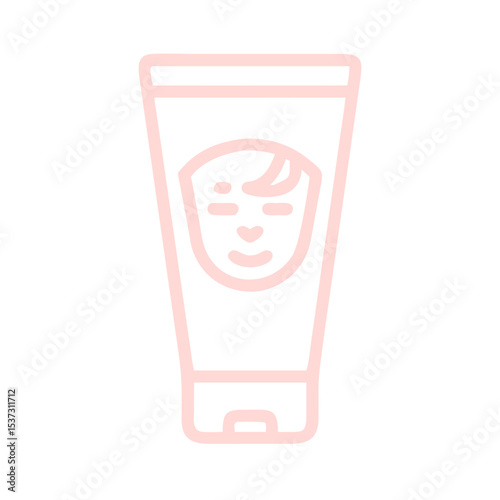 Skincare routine essentials: face scrub outline icon for glowing complexion and fresh revitalized skin