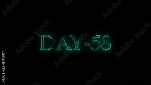 Neon sign displaying day 53 against black background suitable for countdown timers